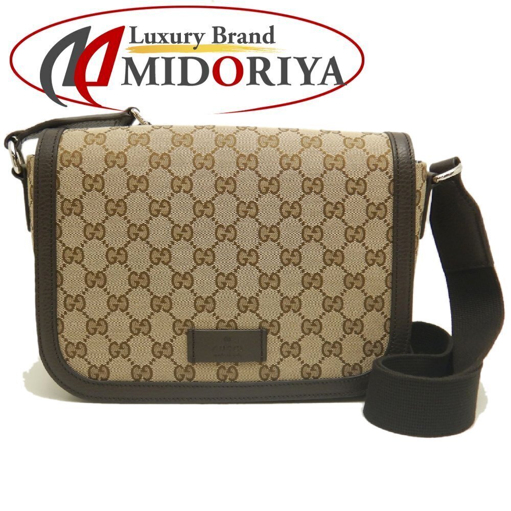 GUCCI Messenger Bag Shoulder GG Canvas Beige Brown